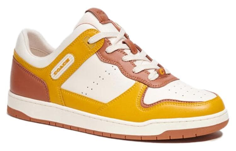 COACH Low Top Stylish Skateboarding Shoes Men's Yellow Brown 5