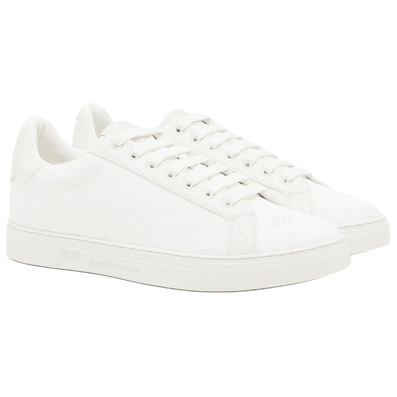 EMPORIO ARMANI Jacquard Eagle Pattern Low-Top Skate Shoes Men's White 5