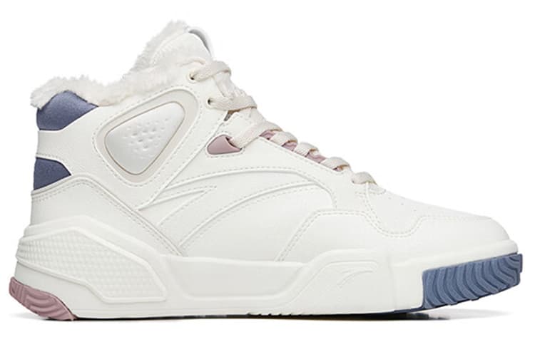Anta Flame Wear-Resistant High-Top Skateboard Shoes Women's White Gray 4