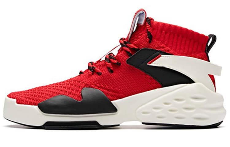ANTA Bastard Casual Shoes Men High-Top University Red/Black Ivory White