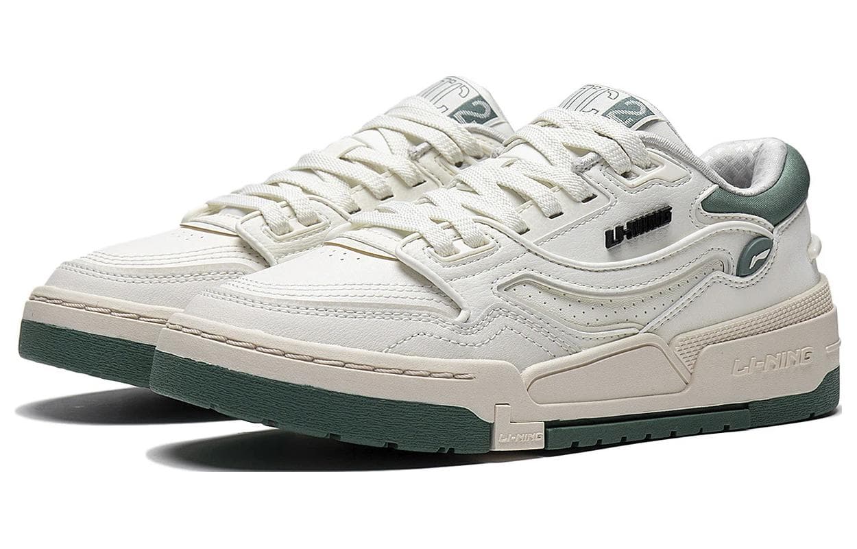 LiNing 001 BTC Btc Durable Breathable Low-Top Skateboard Shoes Women's White Green 5