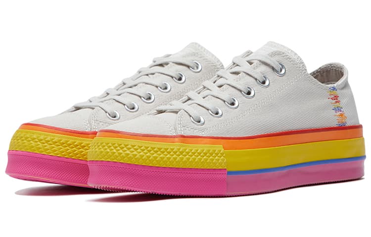 Chuck Taylor All Star Women's Converse Lift Low 'Rainbow Vintage White' Women's 6