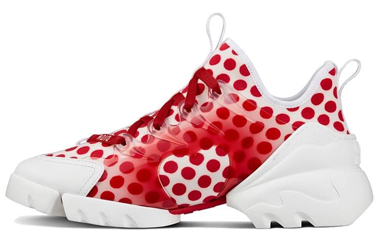 DIOR D-Connect Casual Shoes Women's Mid-Top Red White