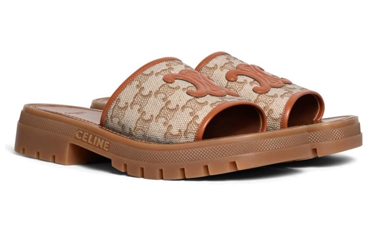 CELINE Slide Slippers Women's Brown 5