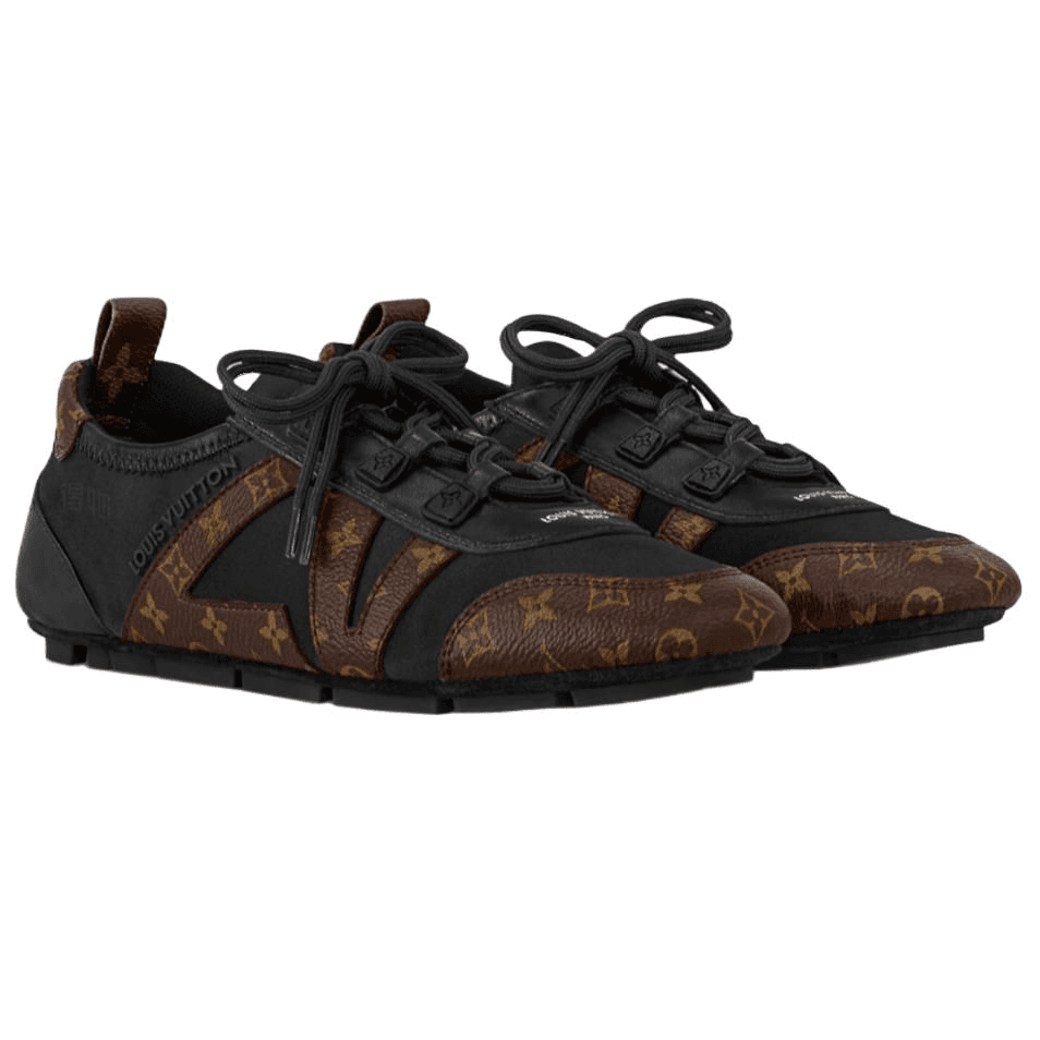 LOUIS VUITTON Sneakerina Trainer Ballet Style Round Toe Lace-Up Thin Sole Low-Top Casual Shoes Women's Brown 6