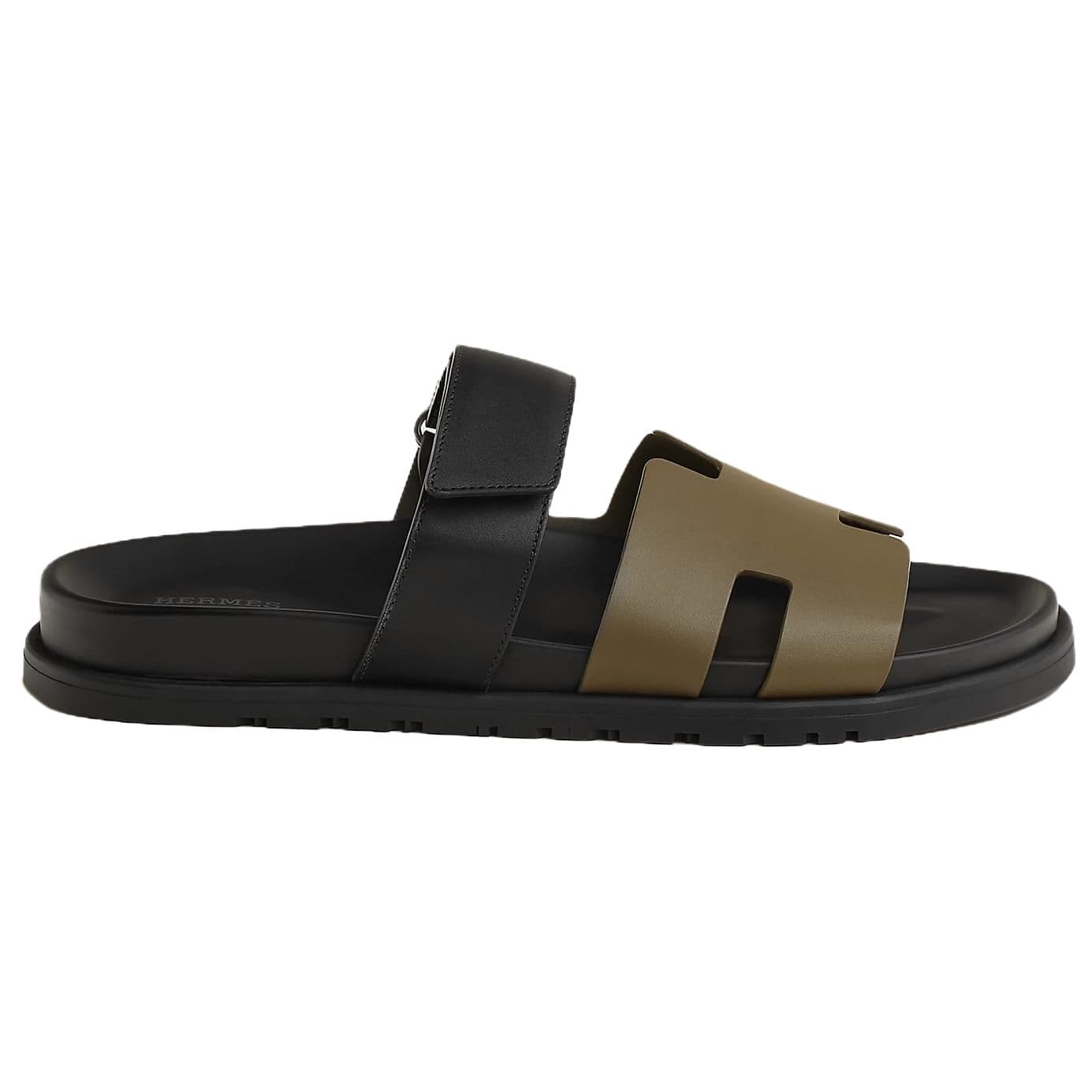 HERMES Chypre Slide Slippers Men's Black Umber 4