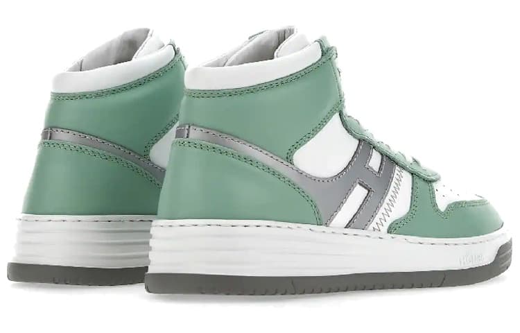 HOGAN H630 Skateboard Shoes Women's Mid-Top White Green Silver 6