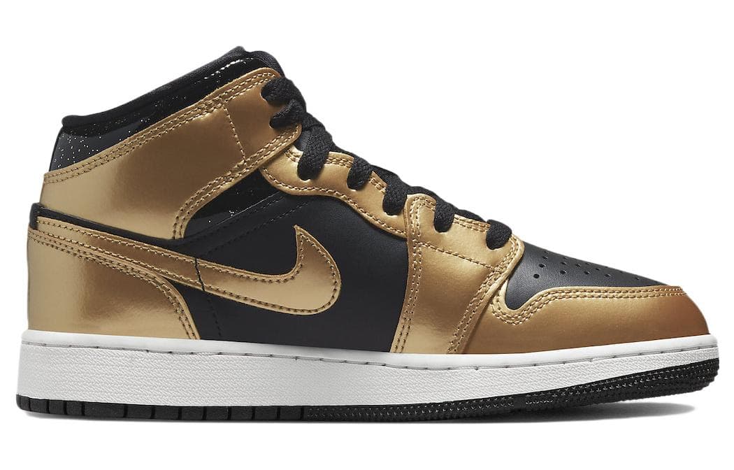 Jordan 1 Mid SE Metallic Gold Black GS 4