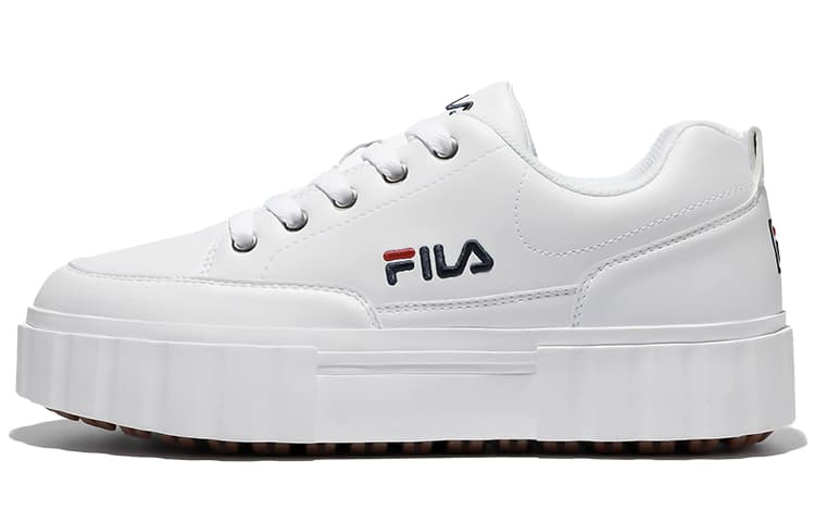 FILA Low Top Thick Sole Skate Shoes Unisex White Korean Version 'White Red Black' 2
