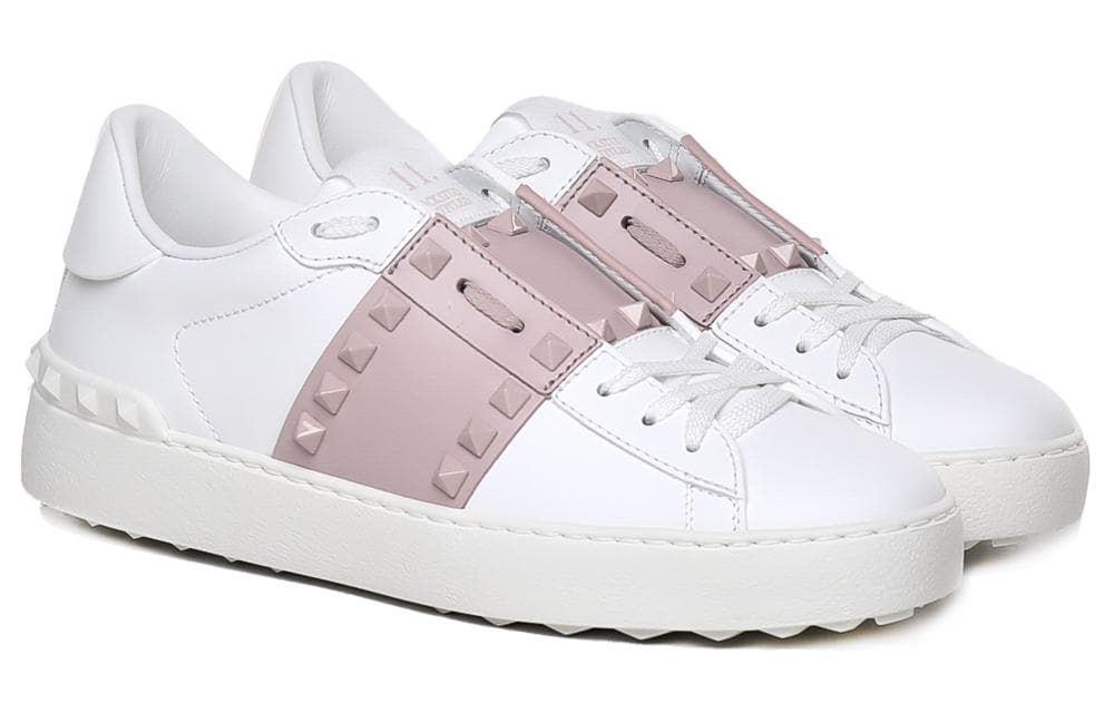 Valentino ROCKSTUD UNTITLED Garavani Low top Stylish Skateboarding Shoes Women's White Pink 6