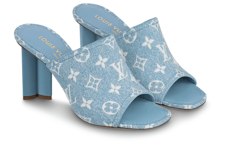LOUIS VUITTON Silhouette Slide Slippers Women's Blue 5