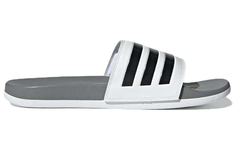 Adidas Adilette Comfort Slides Cloud White Core Black Grey Three 3