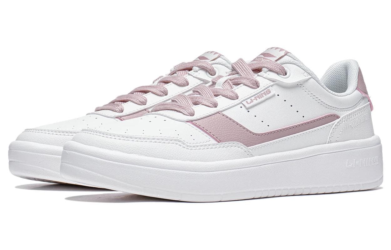 LiNing Relaxing Anti-Slip Wear-Resistant Low-Top Skateboard Shoes Women's White Pink 5