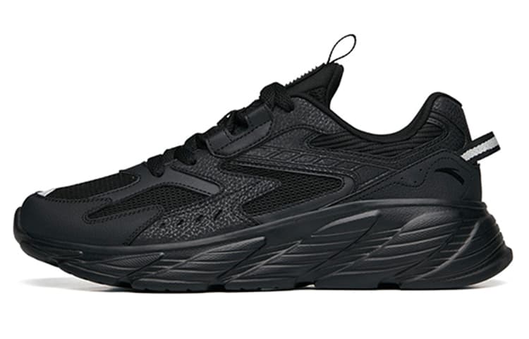 Anta Running Series City Fabric Leather Retro Sport Cushioning Anti-Slip Wear-Resistant Breathable Lightweight Low-Top Casual Shoes Men's Black