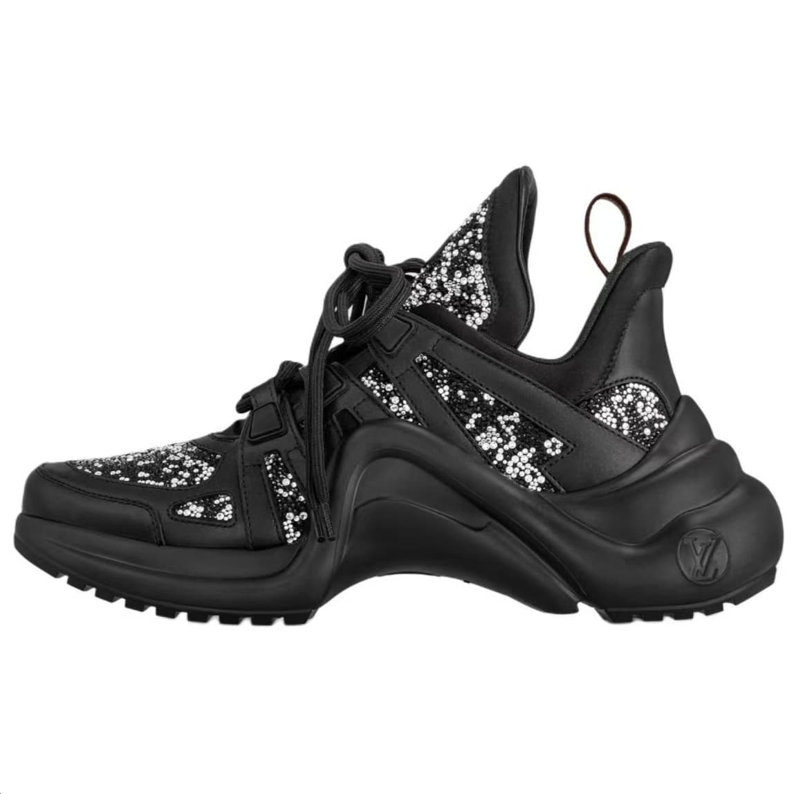 LOUIS VUITTON Archlight Leather Round-Toe Lace-Up Crystal Low-Top Dad Shoes Women's Black