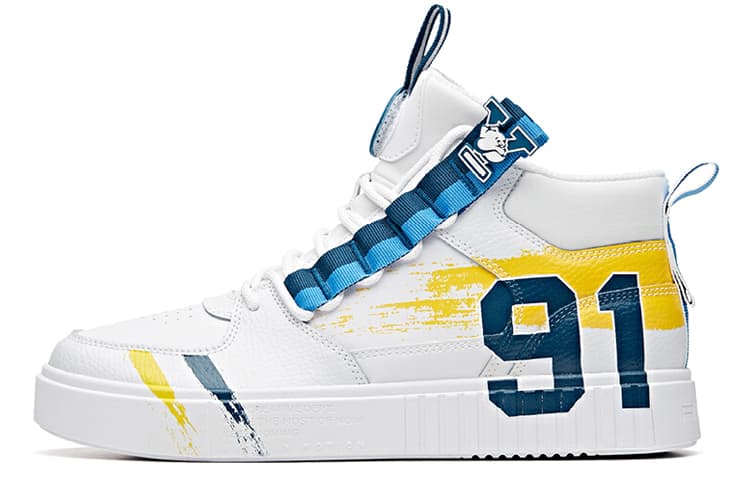 ANTA Life Collection Skateboard Shoes Men High-Top White Blue 2