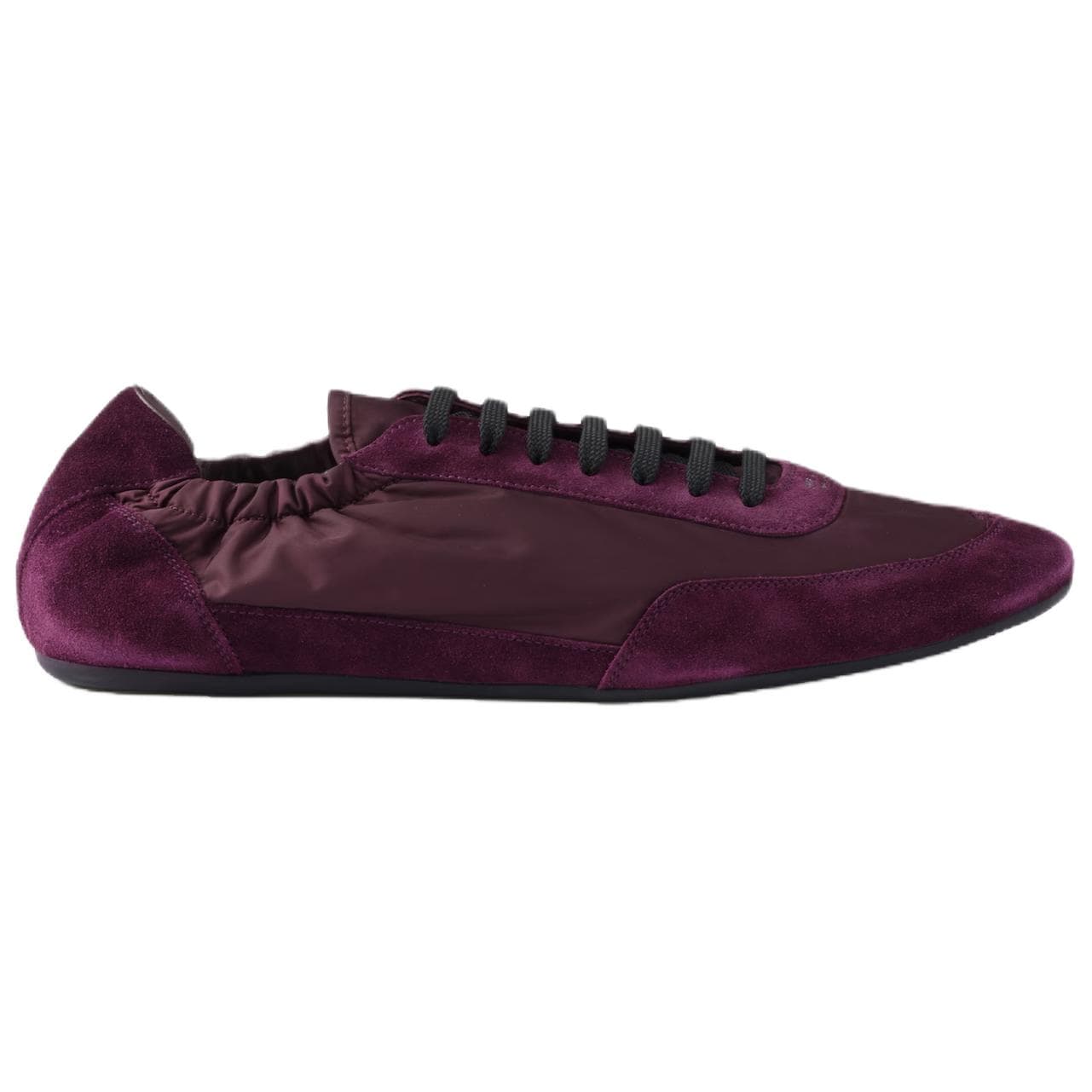 PRADA Collapse Suede Print Logo Round Toe Elastic Thin Sole Low-Top Casual Shoes Men's Burgundy 4