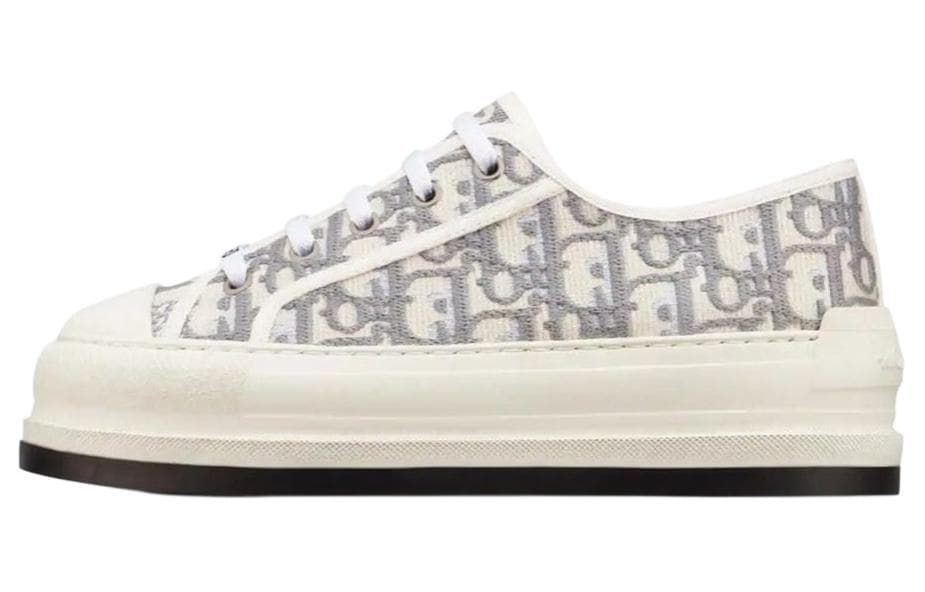 DIOR Walk'n'Dior Platform Shoes Low Top Stylish Skateboarding Shoes Women's Gray