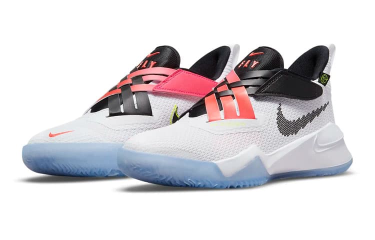 Nike Zoom Flight 2 Cushioning Wear Resistant Low Top Children's Basketball Shoes White Pink Black Teenagers 5