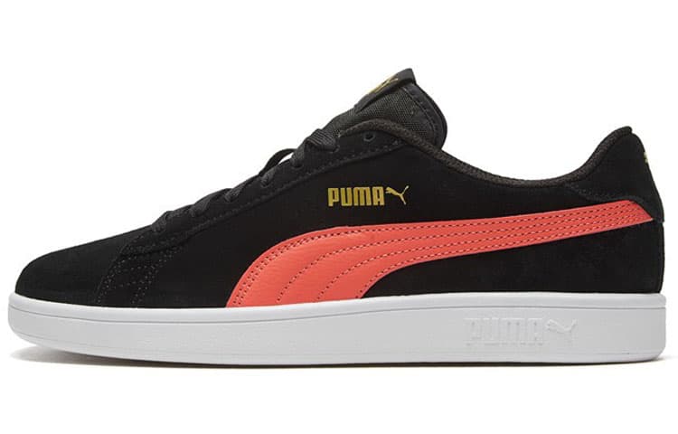 PUMA Smash V2 Retro Casual Skateboarding Shoes Unisex Black Coral Red 2