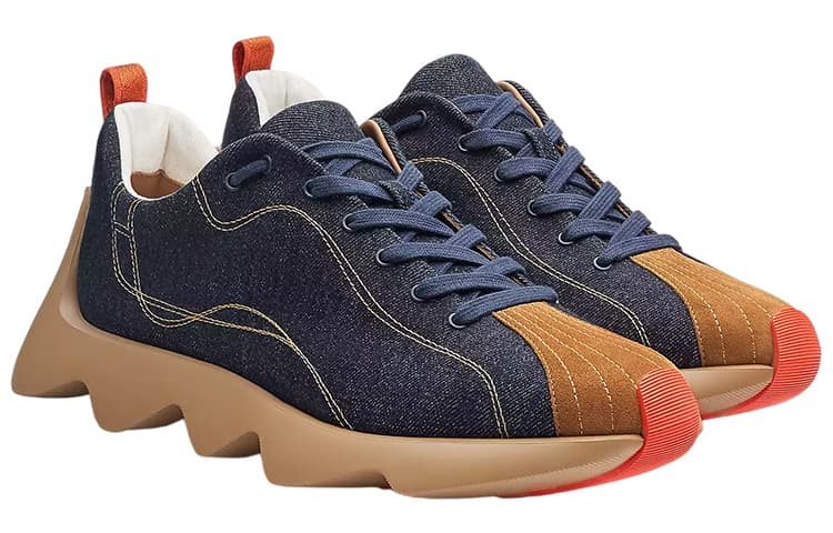 HERMES Envol Low-Top Casual Shoes Men's Blue Black 3