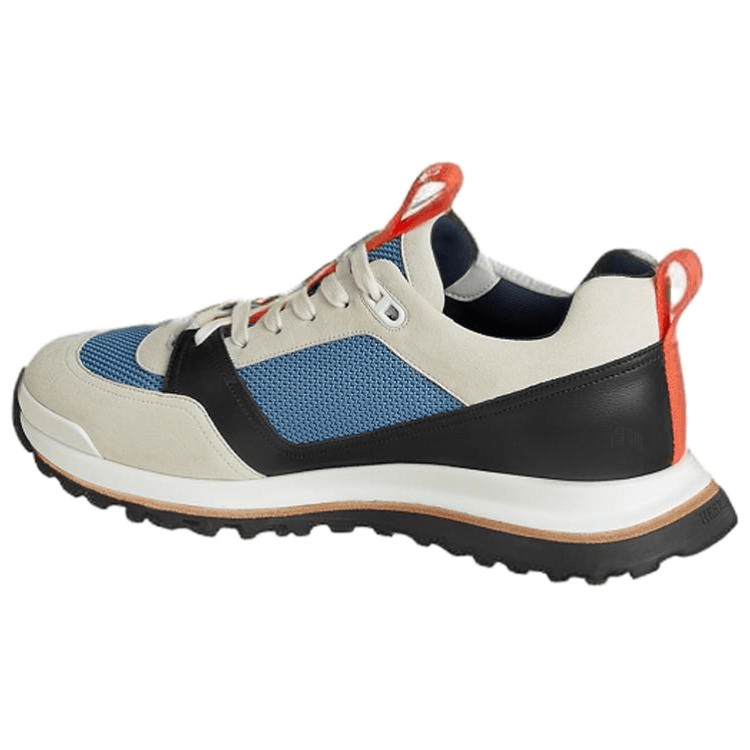 HERMES Leader Goatskin Round Toe Lace-Up Low-Top Casual Lifestyle Shoes Men's Blue 5