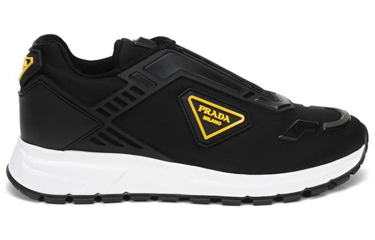 PRADA Textile Rubber Round Toe Lace-Up Breathable Low-Top Casual Lifestyle Shoes Men's Black 3