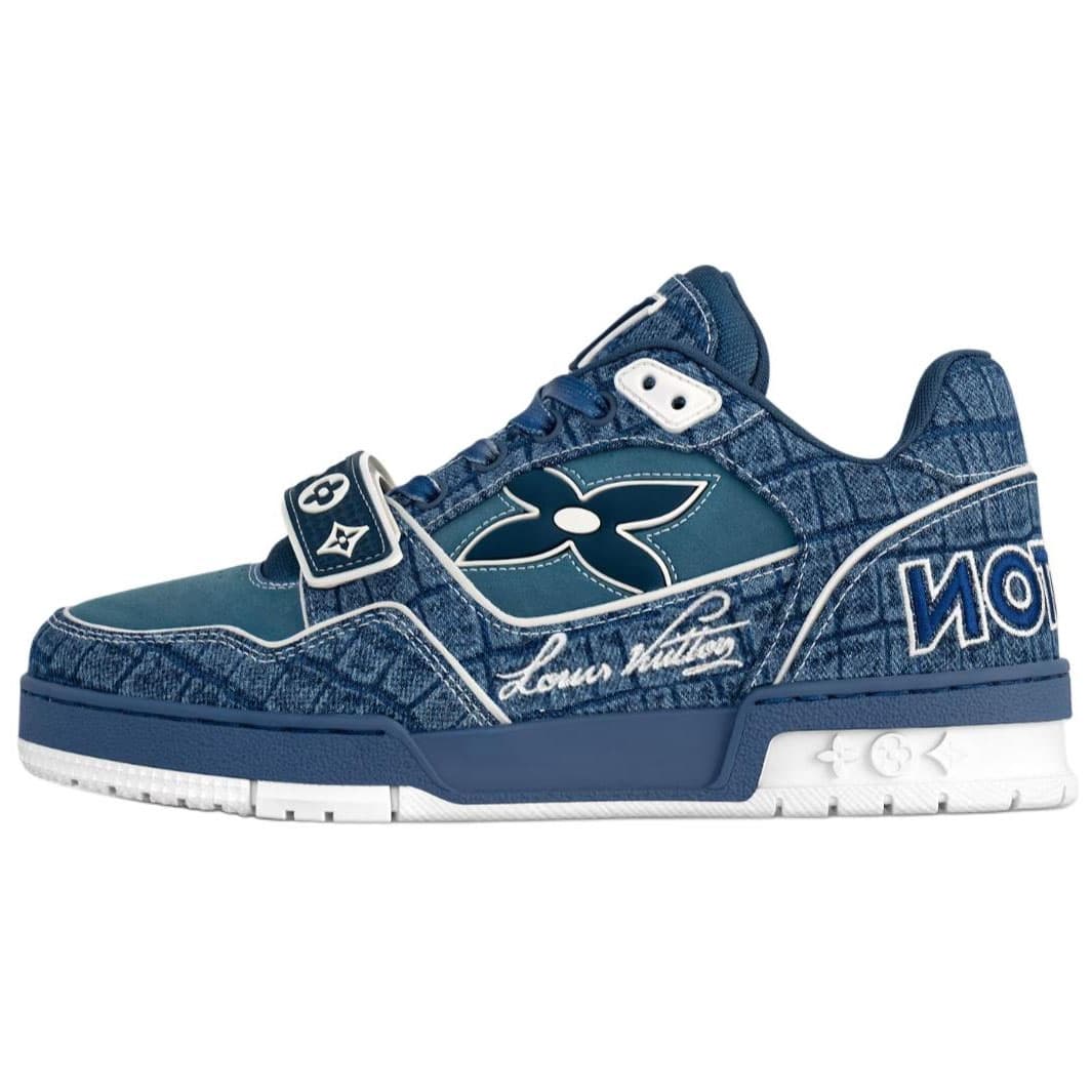 LOUIS VUITTON Trainer Low-Top Skateboard Shoes Men's Sea Blue 2