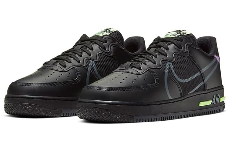 Nike Air Force 1 React Black Violet Star Barely Volt 5