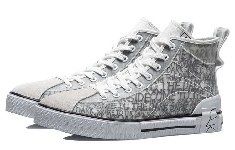 STAR WARS LiNing Durable Breathable High-Top Skateboard Shoes Gray White 5