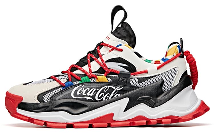 Coca-Cola x Anta Hot Cushioning Wear-Resistant Low-Top Chunky Sneakers Men's Black White Red 2