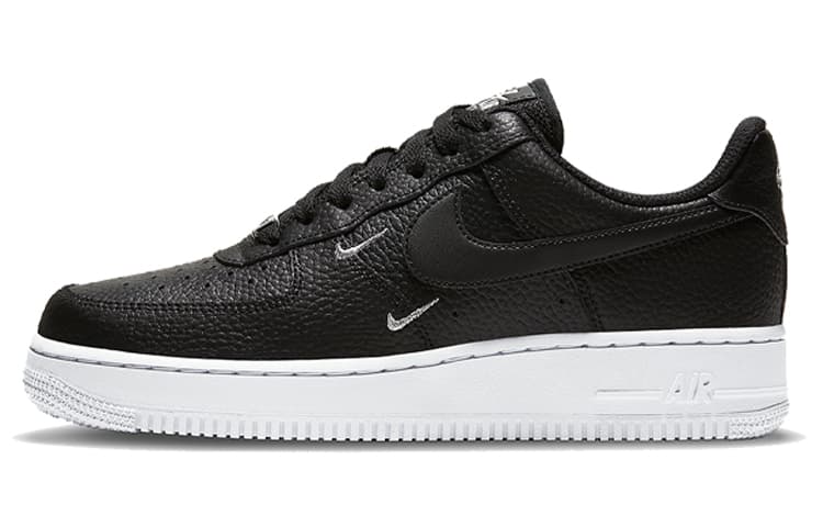 Nike Air Force 1 Low '07 Essential Black White Silver Mini Swoosh Women's