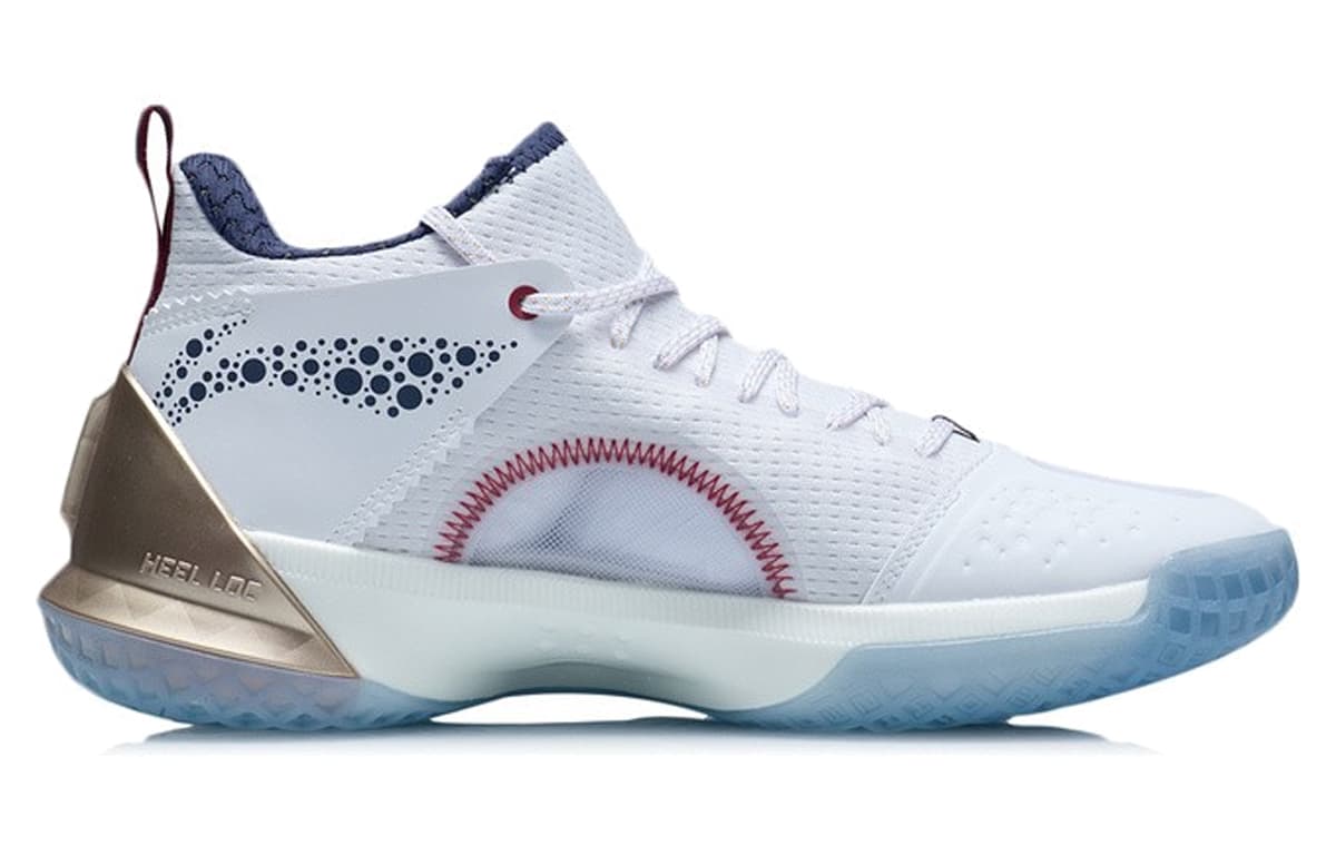 LiNing All Day 6 V2 Cushioning Anti-Slip And Wear-Resistant Coverage Support Mid-Top Basketball Shoes Men's White Blue 4