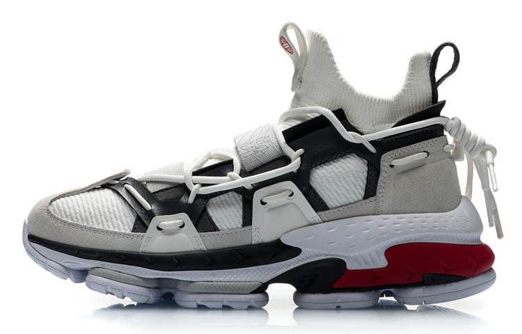 LiNing CF Non-slip Lightweight Mid-Top Casual Shoes Unisex Gray White
