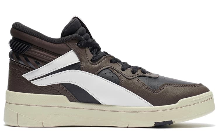 LiNing Wave Superwave Mid Wear-Resistant Slip-Resistant Cushioning Mid-Top Skateboard Shoes Brown Black And White 4