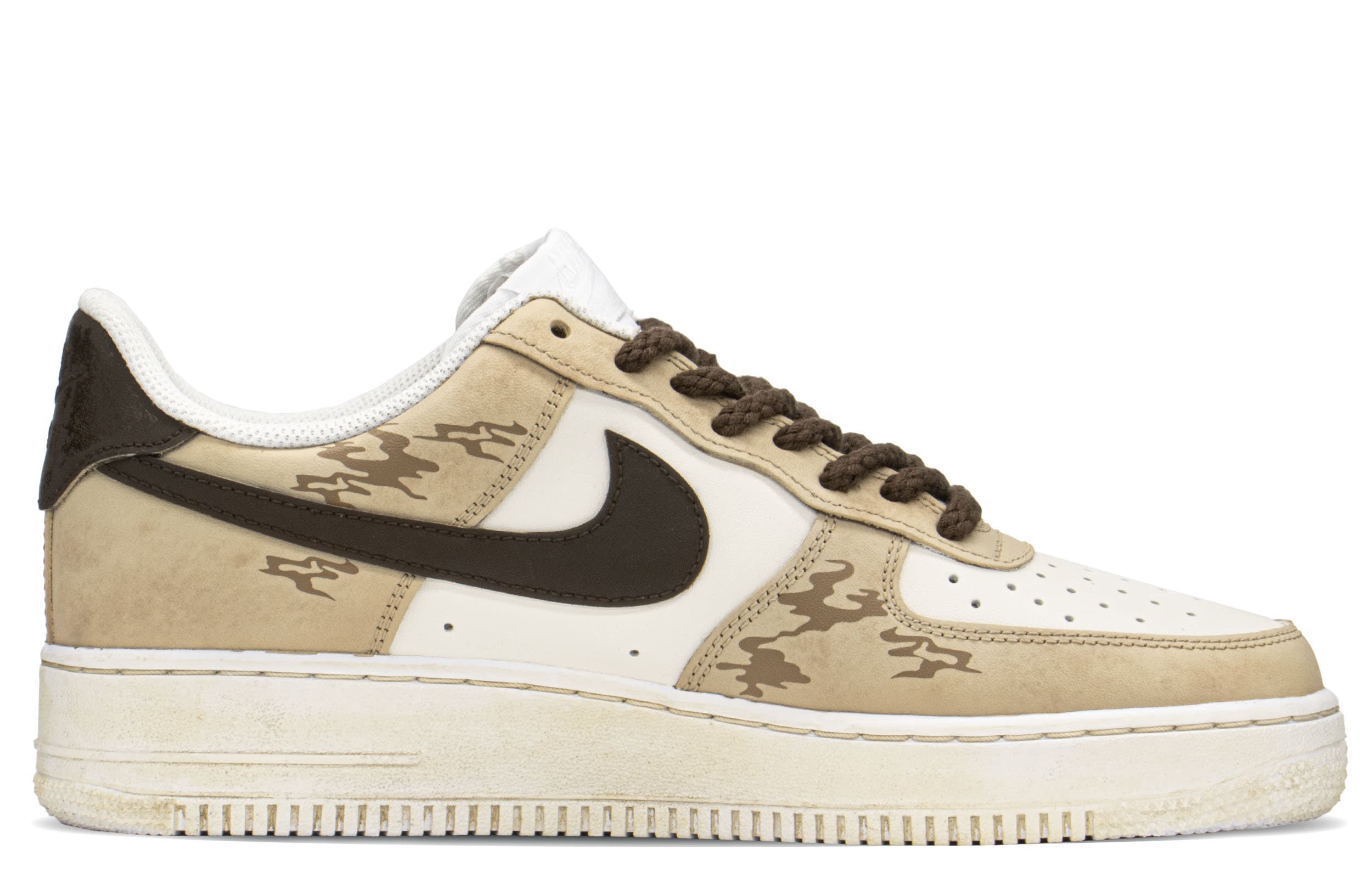 Nike Air Force 1 Skateboard Shoes Men's Brown Black White 5