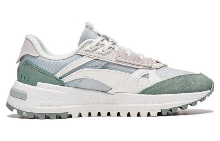LiNing Wind Rider 2.0 Anti-Slip Wear-Resistant Low-Top Sports Casual Shoes Women's White Green 3