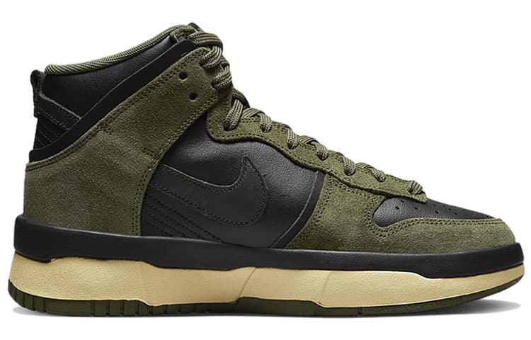 Nike Dunk High Up Medium Olive Black Velvet Brown Wolf Grey Women's 4