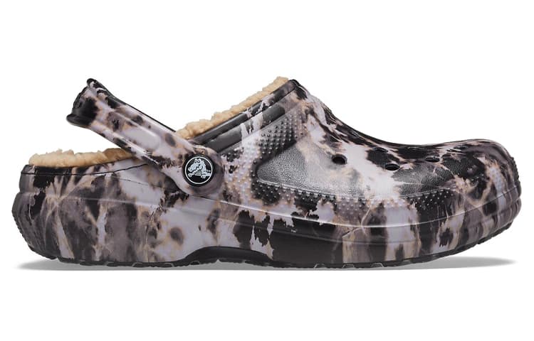 Crocs Classic Lined Bleach Dye Clogs 'Black White Beige' 3