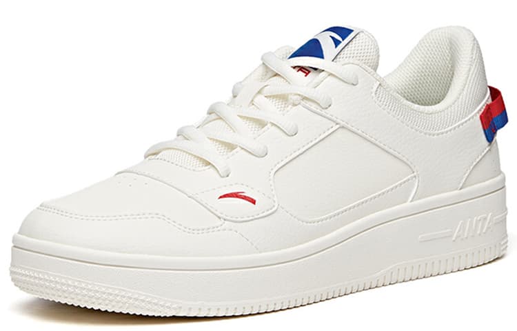 Anta Slip Resistant Coverage Low Top Skateboard Shoes Men's White Blue Red 4