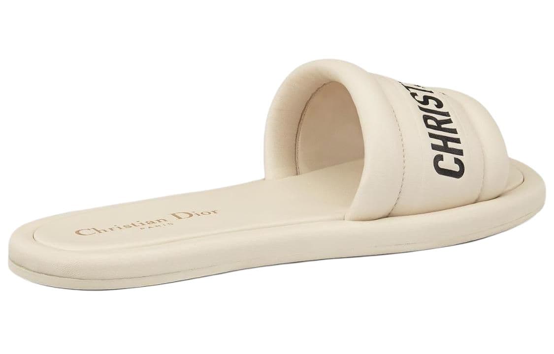 DIOR Every-D Logo Flat Slide Sandals Women's White