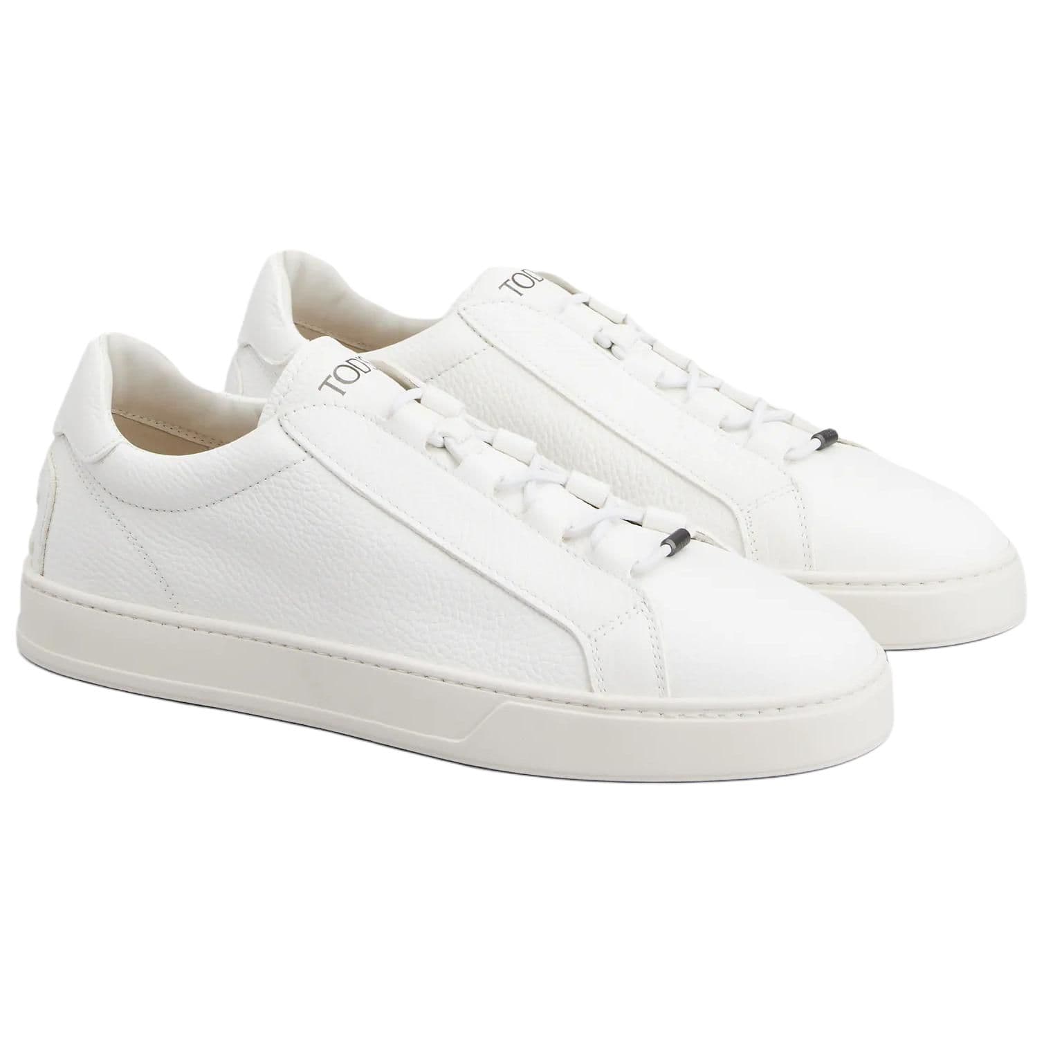 TOD'S Calfskin Round Toe Lace-Up Logo Detail Low-Top Sneakers Men's White 5