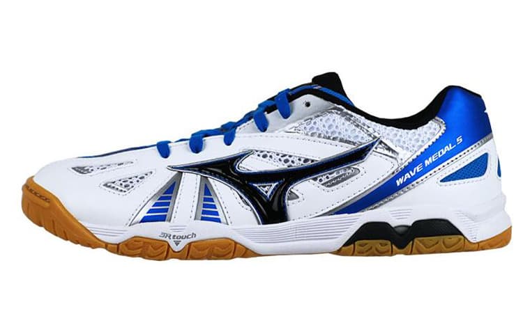Mizuno Medal 5 Anti-Slip And Wear-Resistant Breathable Low-Top Training Shoes Unisex White Blue 2