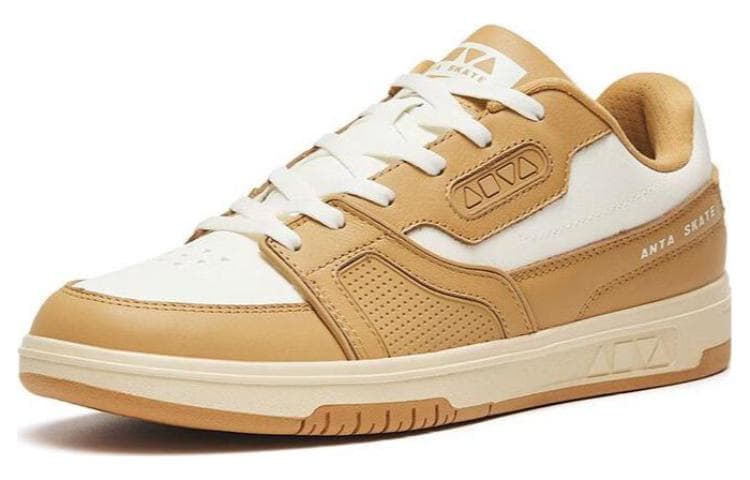 Anta Qiuyou Slip-Resistant Cushioning Wear-Resistant Low-Top Skateboard Shoes White Brown 3