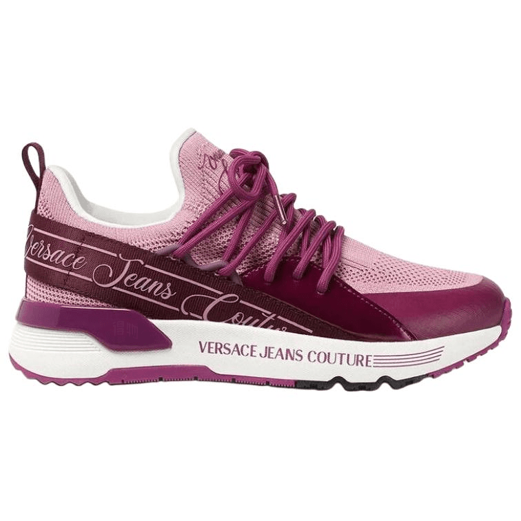 VERSACE JEANS COUTURE Dynamic Knit Platform Lace-Up Low-Top Casual Shoes Women's Pink 4