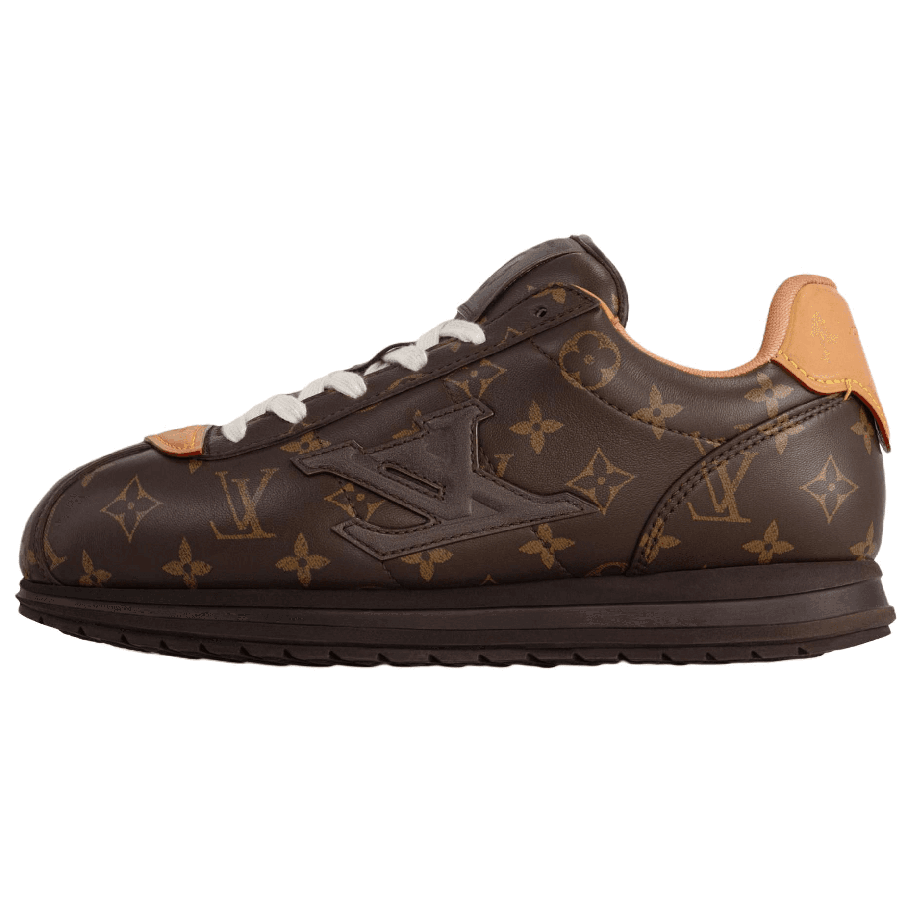 LOUIS VUITTON x Nigo Collaboration FW25 Buttersoft Calfskin Lambskin Embossed Pattern Round Toe Lace-Up Low-Top Casual Shoes Unisex Dark Brown 2