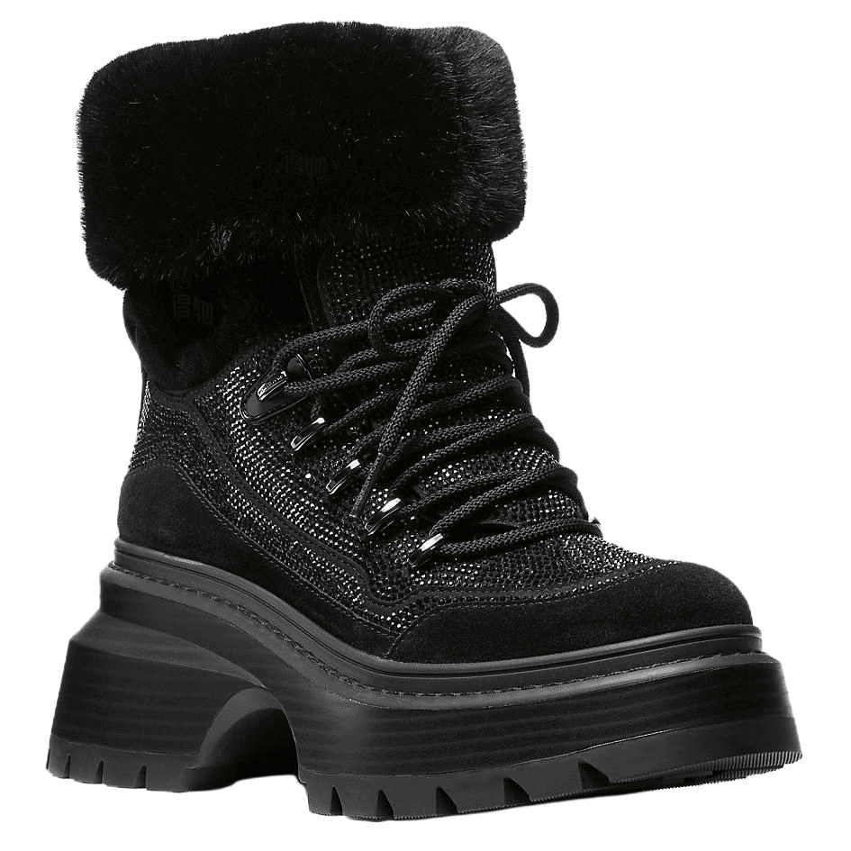 MICHAEL KORS Shiloh Suede Round Toe Lace-Up Ankle Boots 7.6cm Women's Black 6