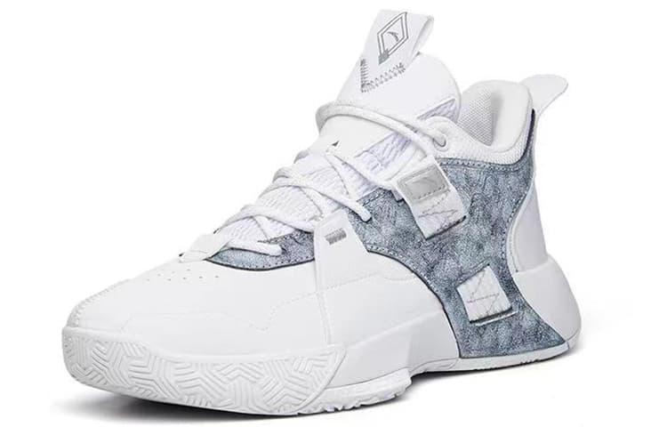 Anta Speedy 2 Generations Anti-Slip Wear-Resistant Mid-Top Vintage Basketball Shoes Men's White Gray 4