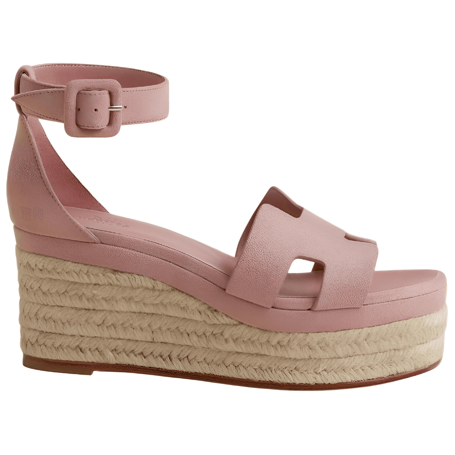 HERMES Elda Goatskin Round Toe Buckle One-Strap Sandals 7.5cm Women's Pink 3