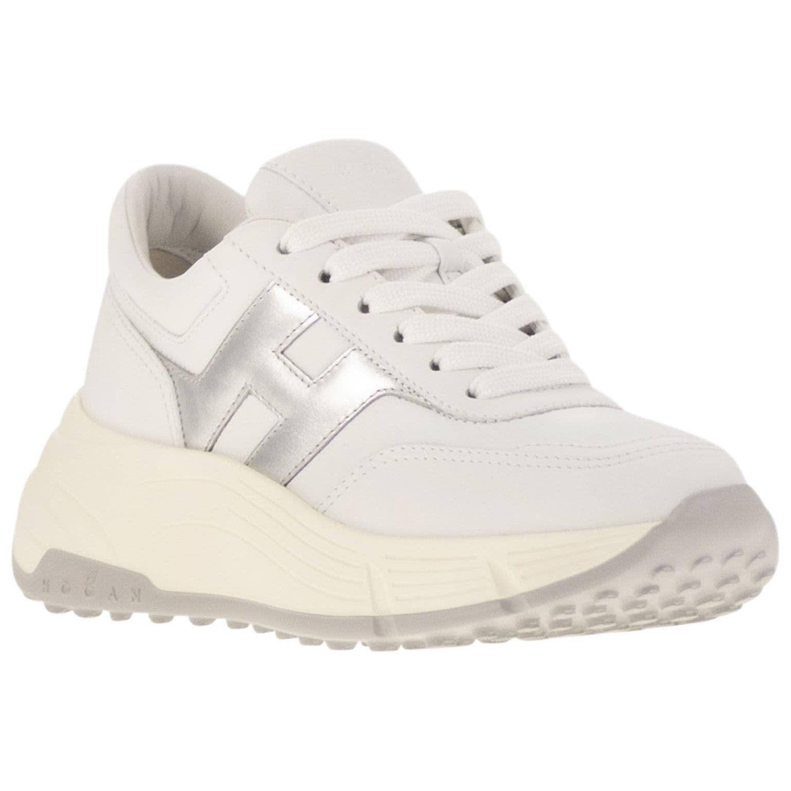 HOGAN Hi-fi Leather Lace-Up Round Toe Low-Top Casual Shoes Women's White 5